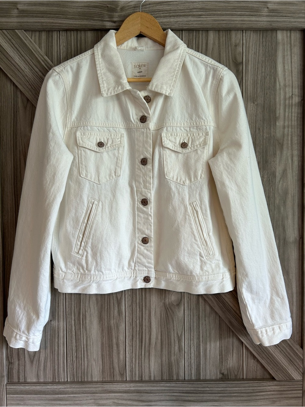 J.Crew White Summer Denim Trucker Jacket - Size Large